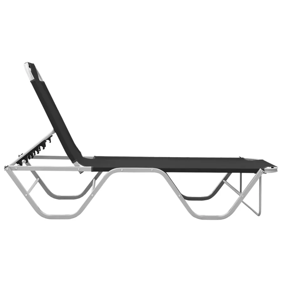Chaise longue aluminium et textilène noir - 2
