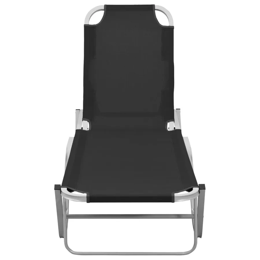 Chaise longue aluminium et textilène noir - 3