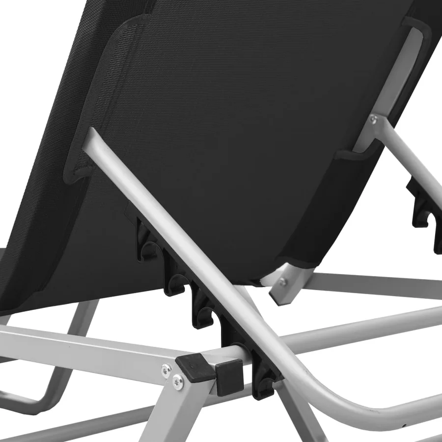 Chaise longue aluminium et textilène noir - 7