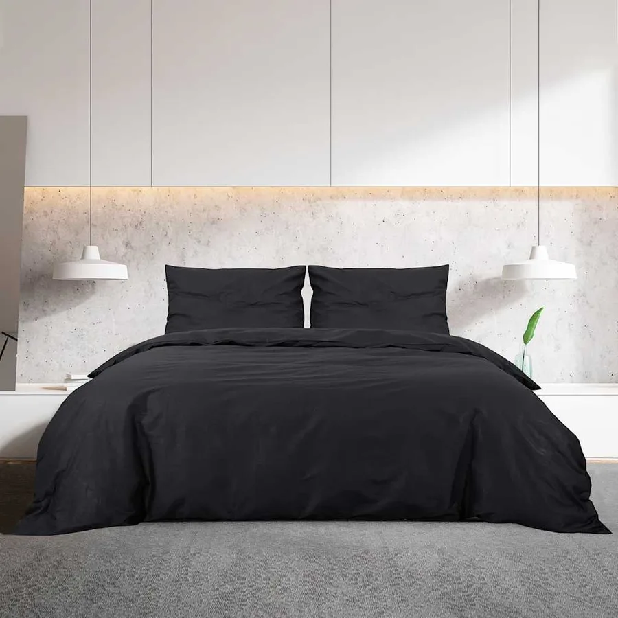 Ensemble de housse de couette Noir 220x240 cm Coton - 3