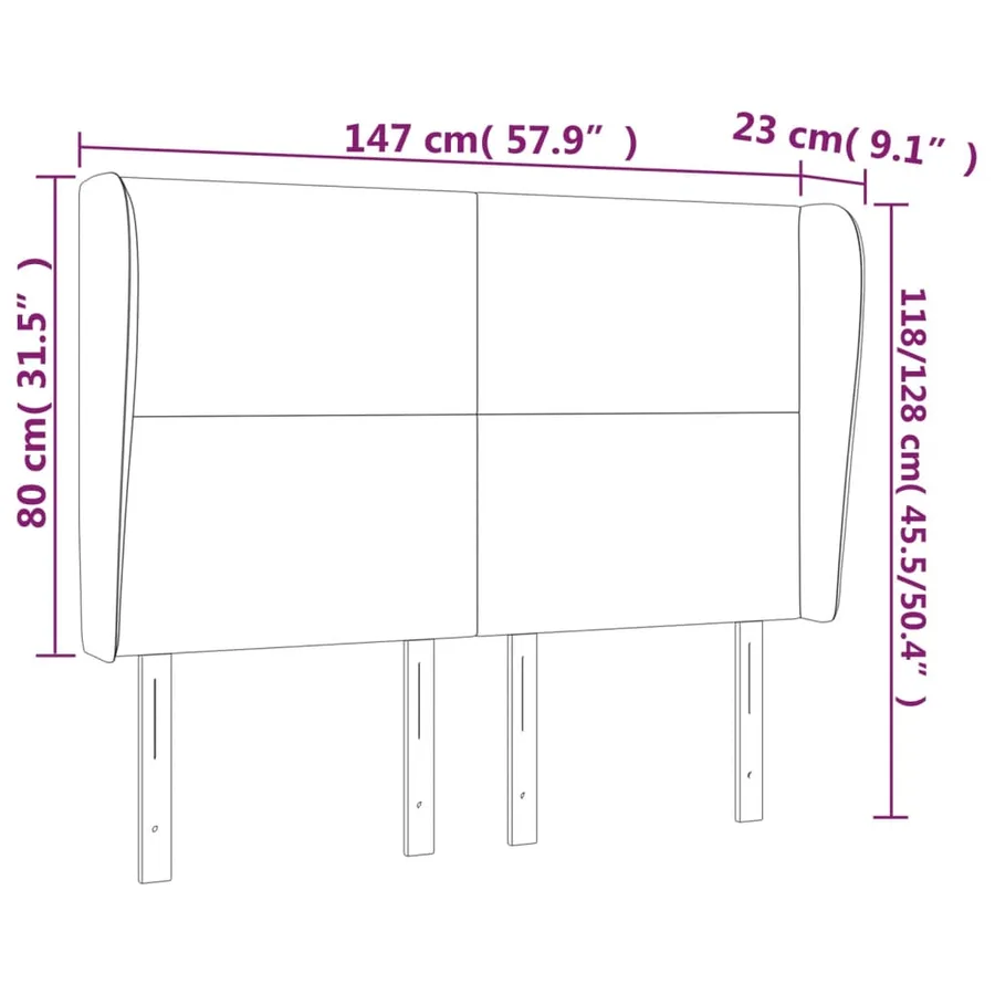 Tête de lit avec oreilles Gris foncé 147x23x118/128 cm Tissu - 9