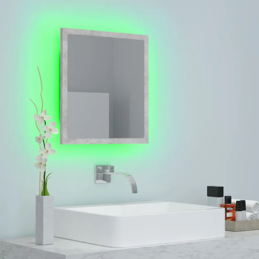 Miroir à LED de salle de bain Gris béton 40x8,5x37 cm Acrylique - 5
