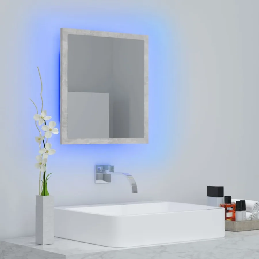 Miroir à LED de salle de bain Gris béton 40x8,5x37 cm Acrylique - 6