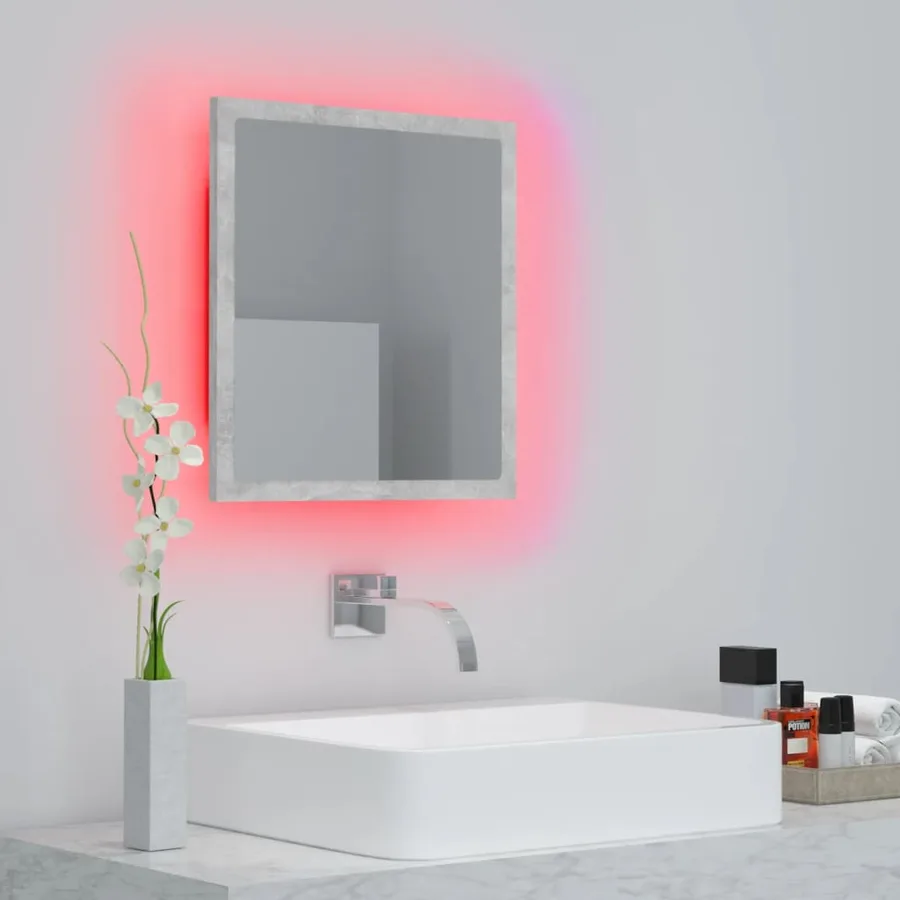 Miroir à LED de salle de bain Gris béton 40x8,5x37 cm Acrylique - 7