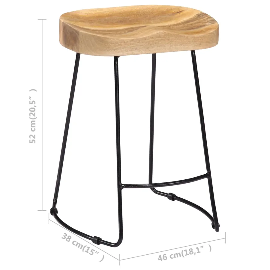 Tabourets de bar Gavin lot de 2 bois de manguier solide - 9