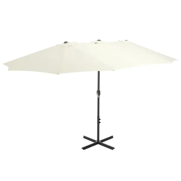 Parasol d'extérieur et poteau en aluminium 460x270 cm sable