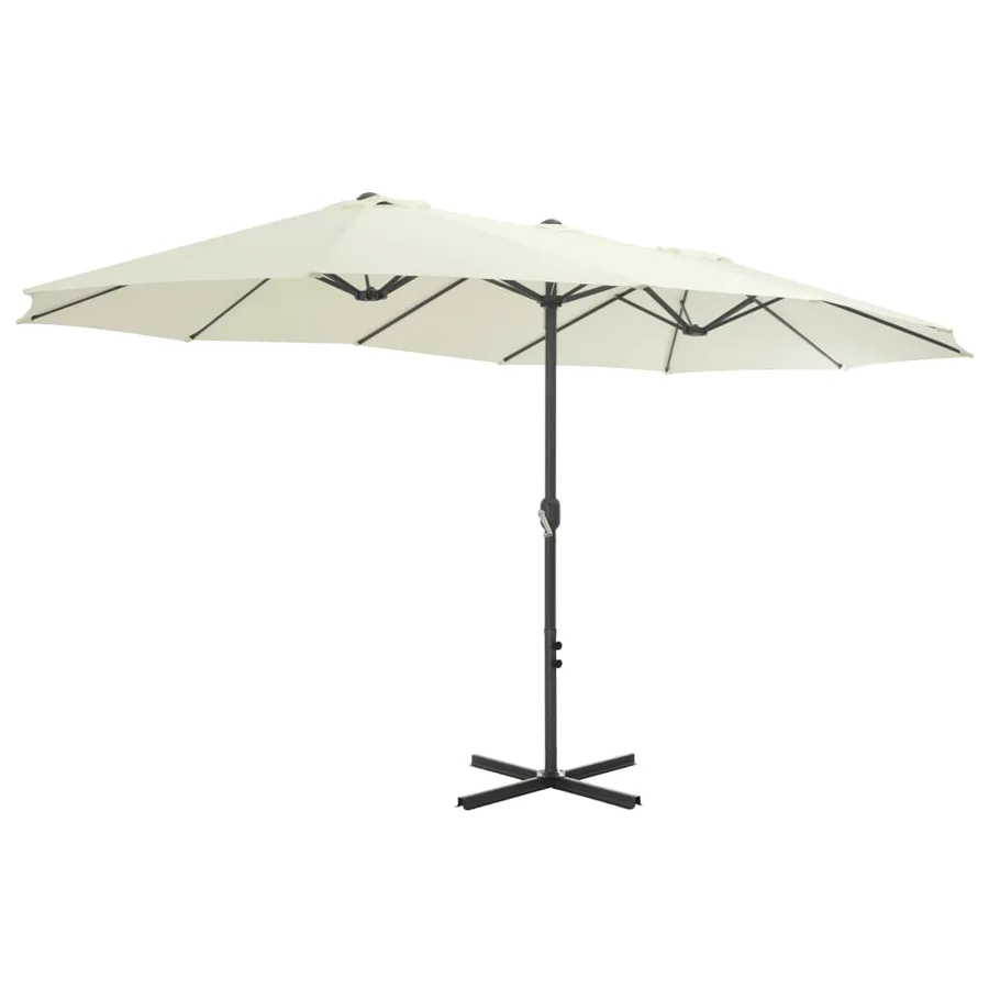 Parasol d'extérieur et poteau en aluminium 460x270 cm sable - 3