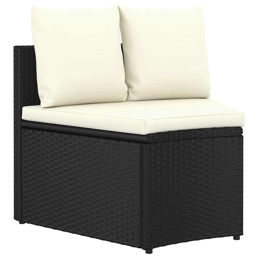 Salon de jardin 4 pcs avec coussins Résine tressée Noir - 4