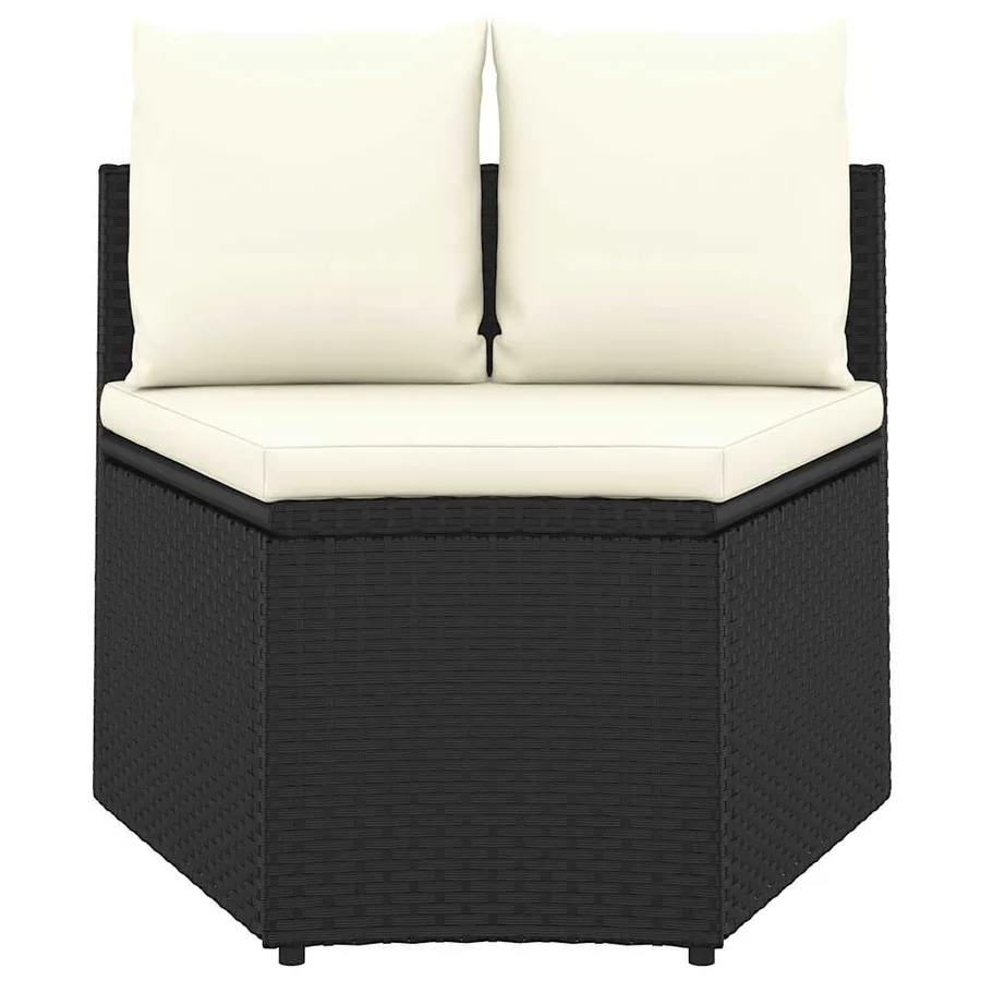 Salon de jardin 4 pcs avec coussins Résine tressée Noir - 5