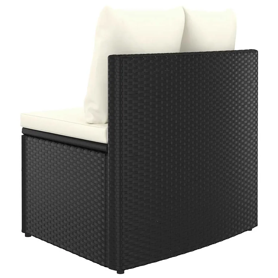 Salon de jardin 4 pcs avec coussins Résine tressée Noir - 6
