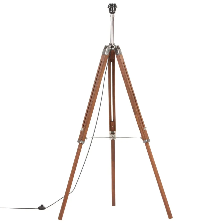 Lampadaire à trépied Marron miel et gris Bois de teck 141 cm - 3