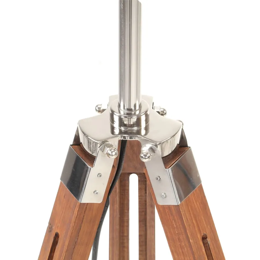 Lampadaire à trépied Marron miel et gris Bois de teck 141 cm - 5