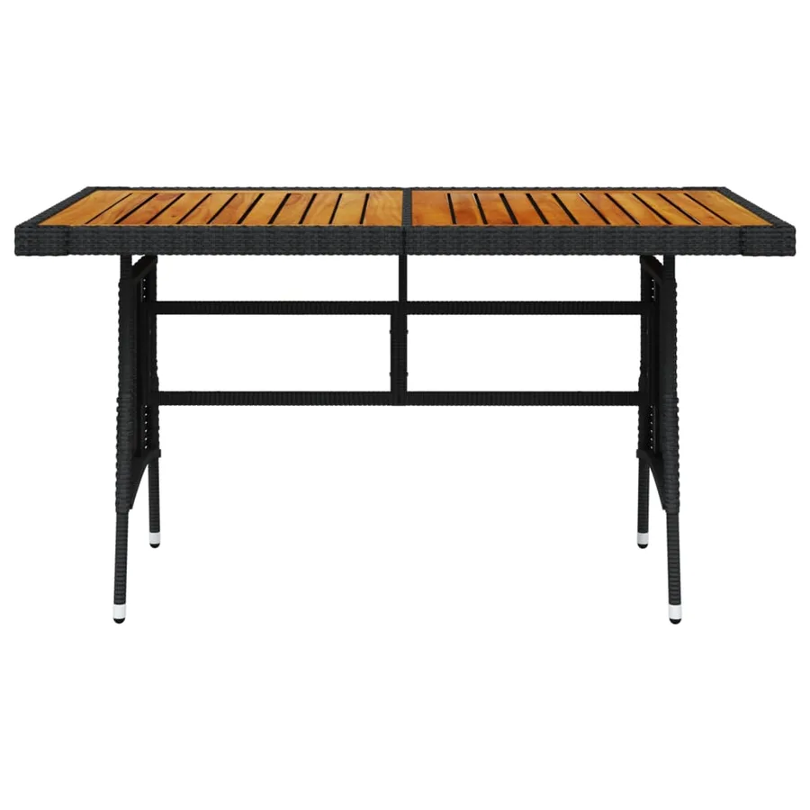 Table de jardin Noir 130x70x72 cm Résine tressée et acacia - 2