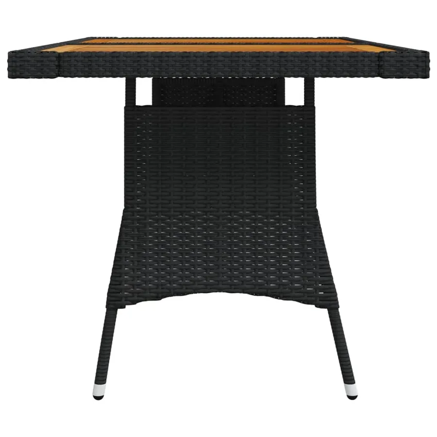 Table de jardin Noir 130x70x72 cm Résine tressée et acacia - 3