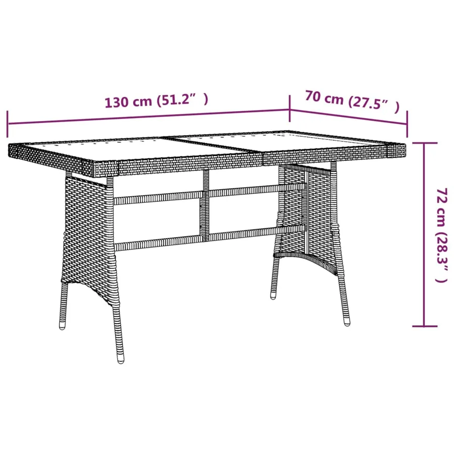 Table de jardin Noir 130x70x72 cm Résine tressée et acacia - 4
