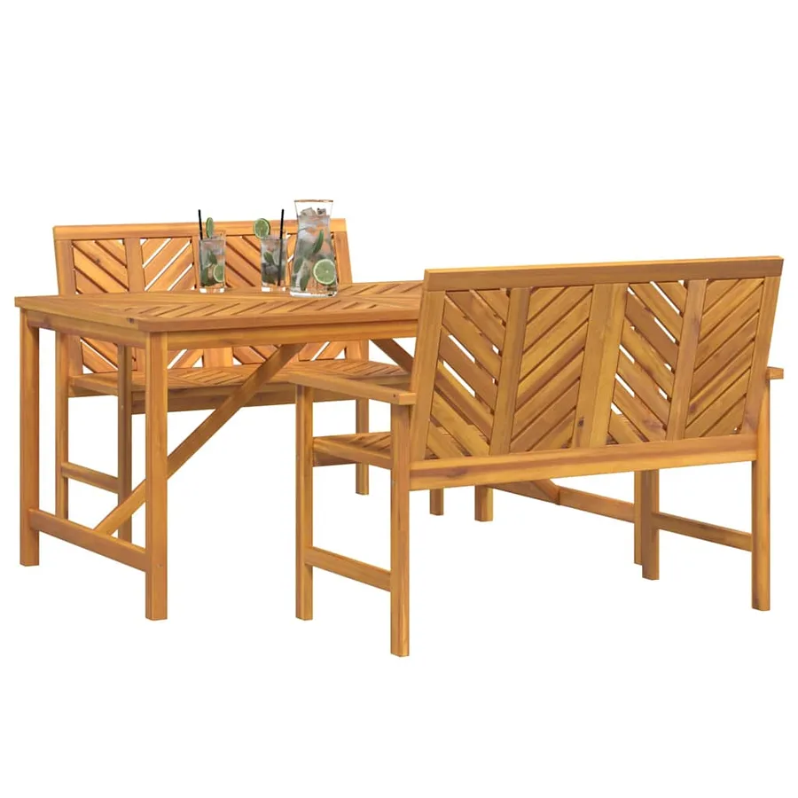 Ensemble de salle à manger pour jardin 3 pc Marron - 3