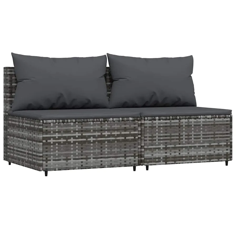 Salon de jardin 3 pcs avec coussins Gris Résine tressée - 3
