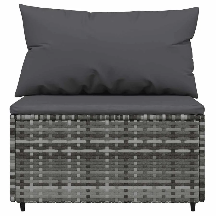 Salon de jardin 3 pcs avec coussins Gris Résine tressée - 5