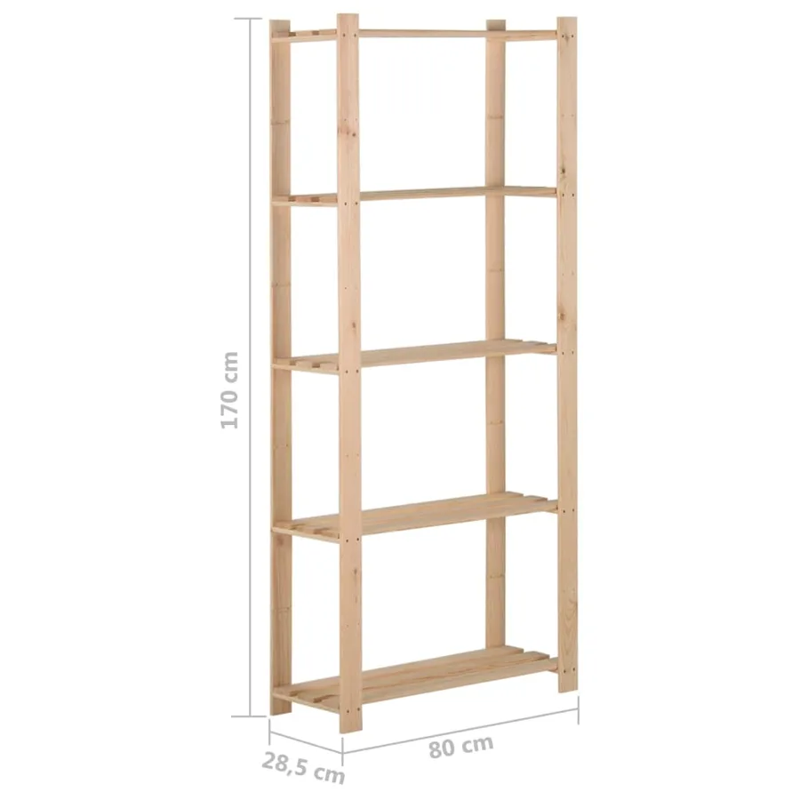 Étagère de stockage 5 niveaux 80x28,5x170 cm Bois de pin massif - 6