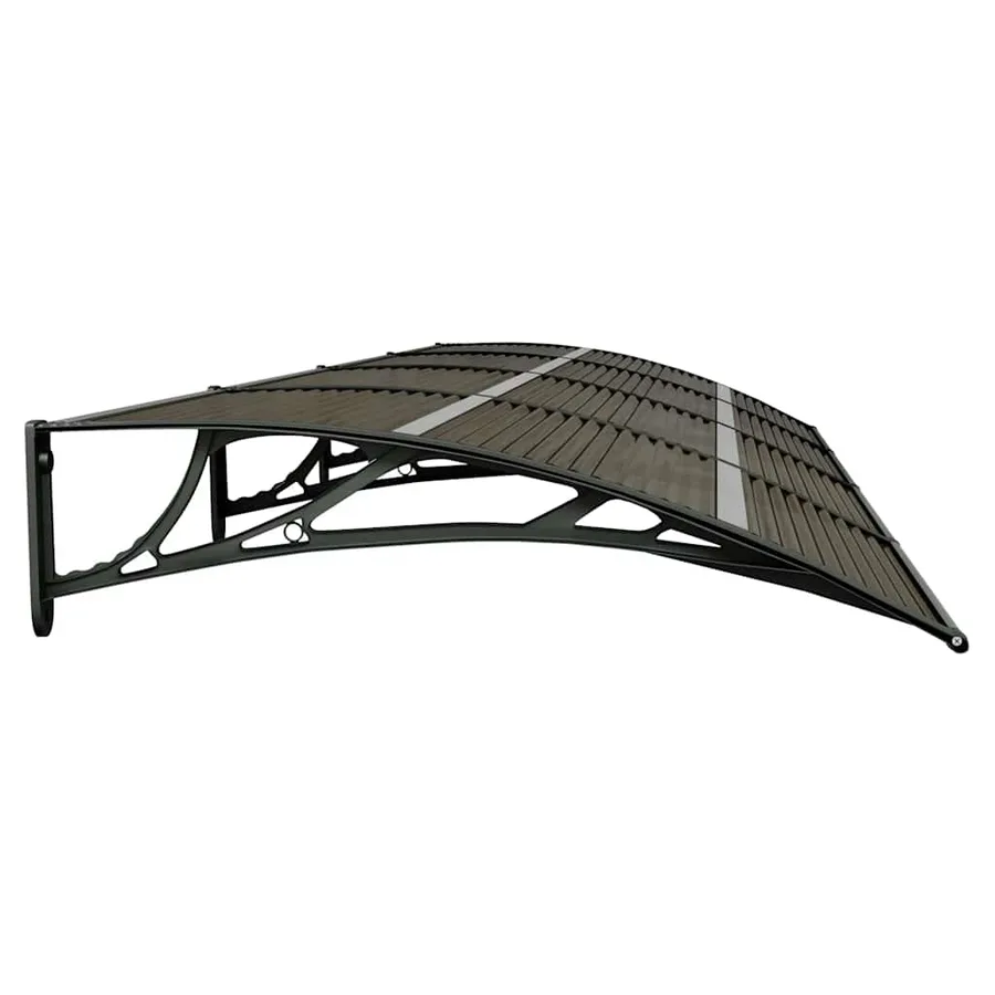 Auvent de porte noir 350 x 100 cm en polycarbonate - 5