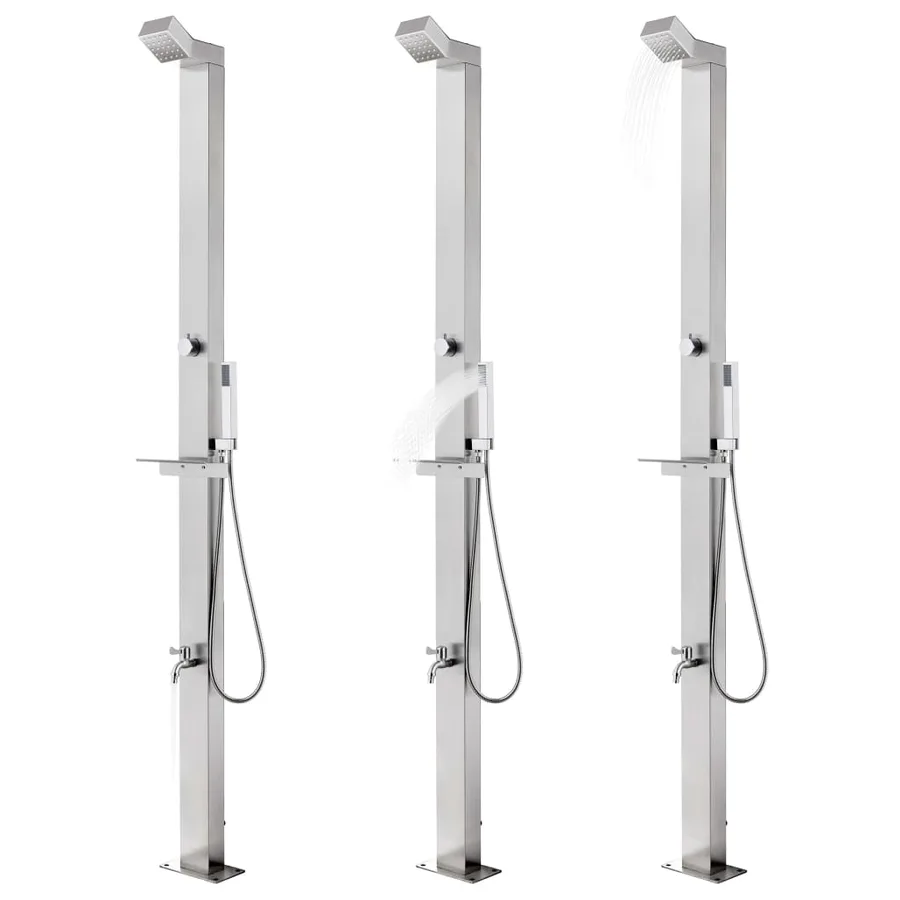 Douche de jardin avec base marron 225 cm Acier inoxydable - 2