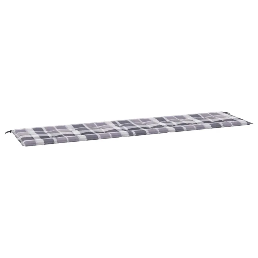 Coussin de banc de jardin motif à carreaux gris 200x50x3 cm - 2