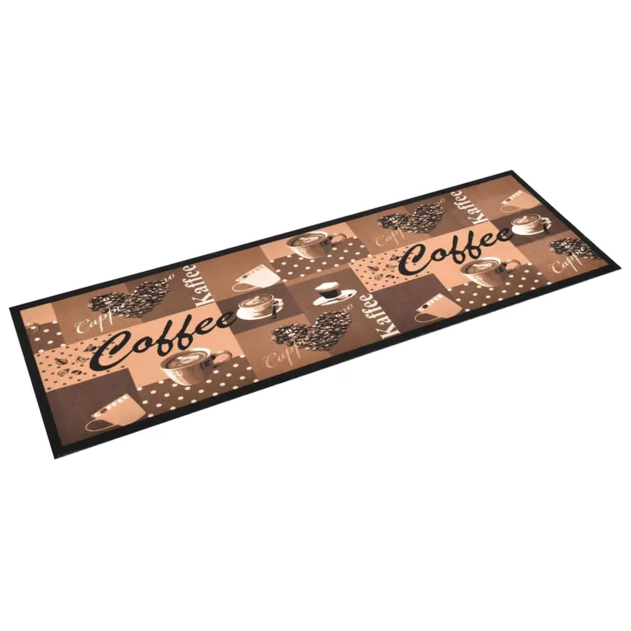Tapis de sol de cuisine lavable Marron café 45x150 cm - 2