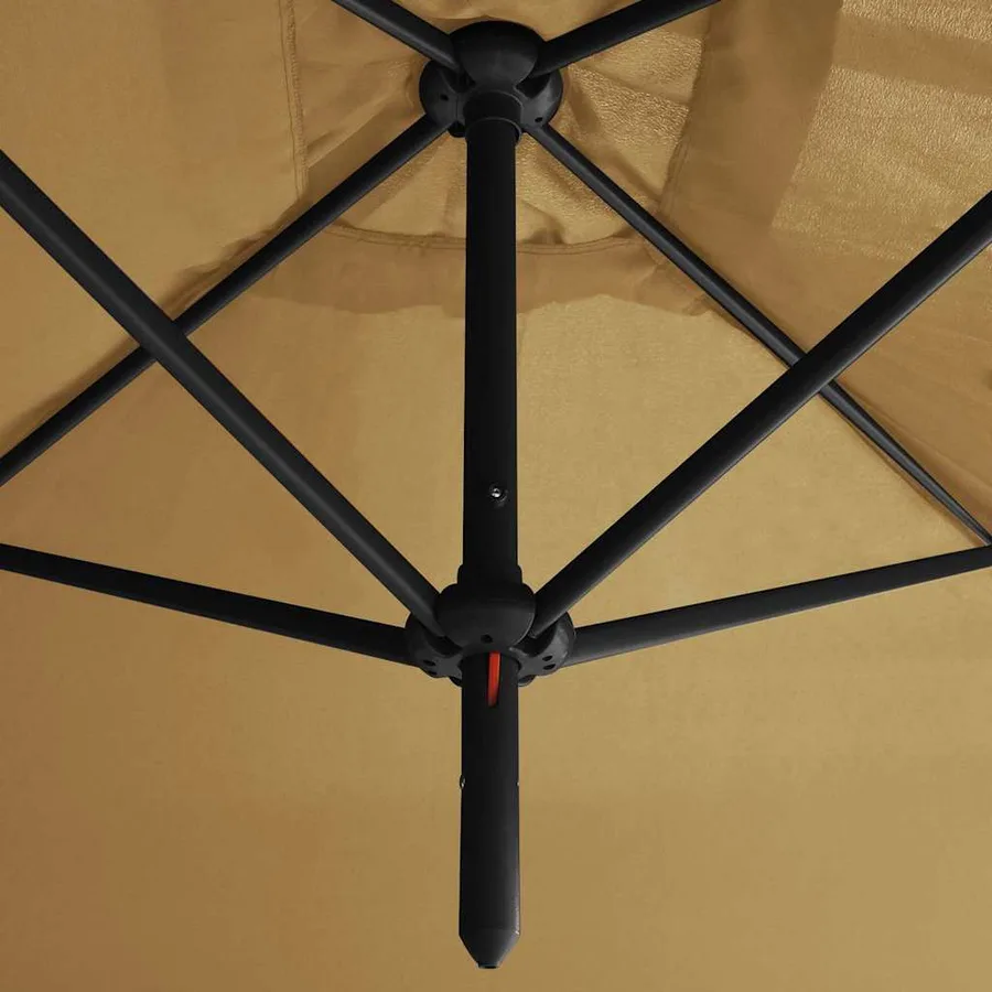 Parasol de jardin double avec mât en acier taupe 600x300 cm - 5