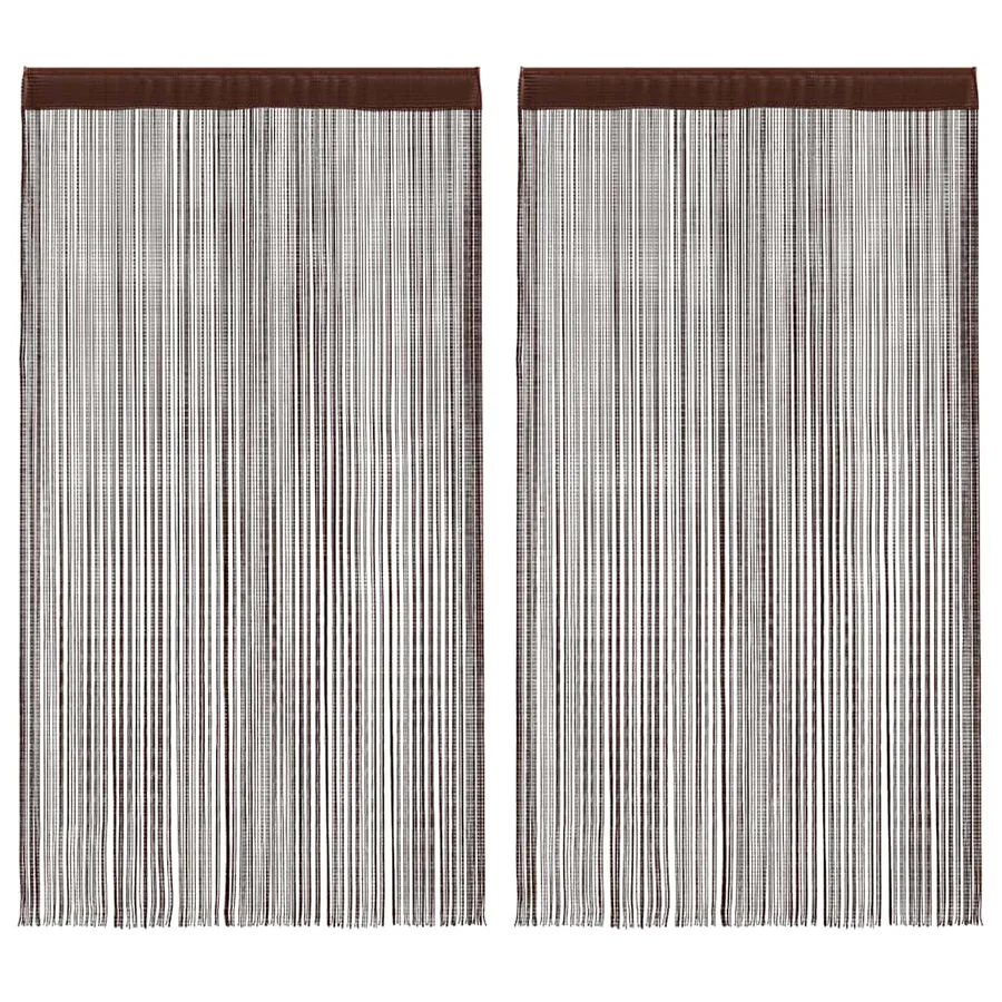 Rideau en fils 2 pcs 100 x 250 cm Marron