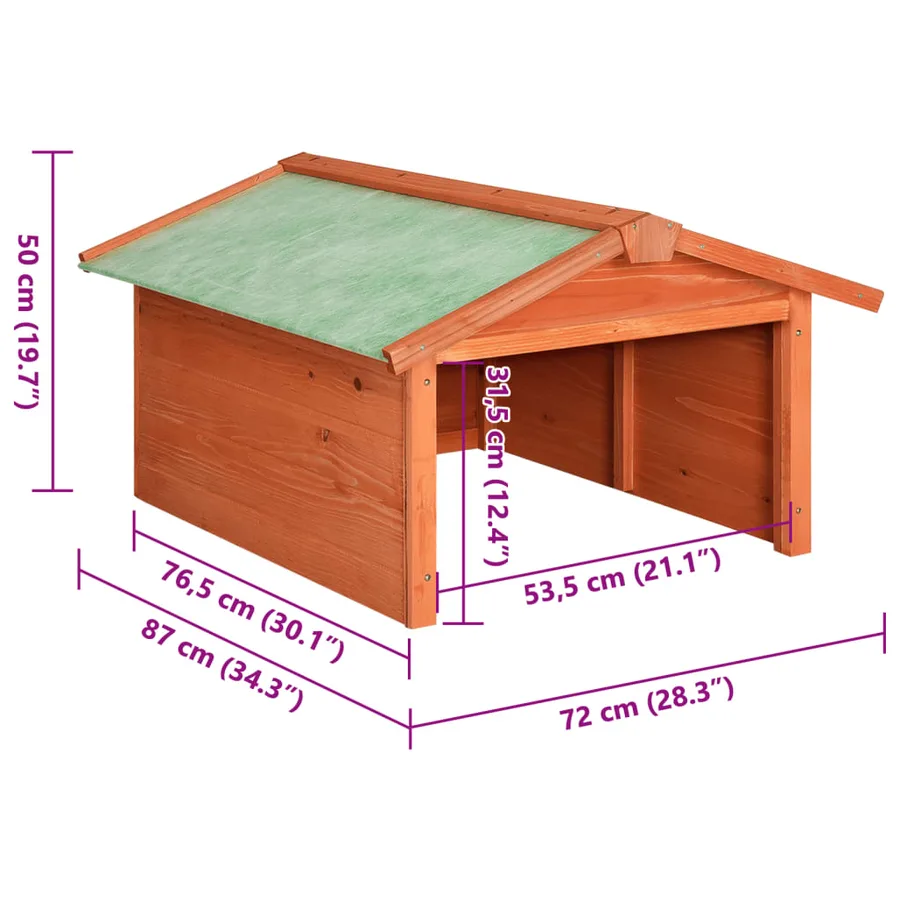 Garage de tondeuse à gazon 72x87x50 cm Bois de sapin solide - 9