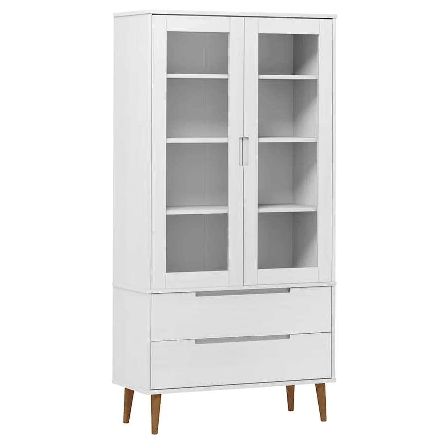 Armoire à vitrine MOLDE Blanc 90x35x175 cm Bois de pin massif - 2
