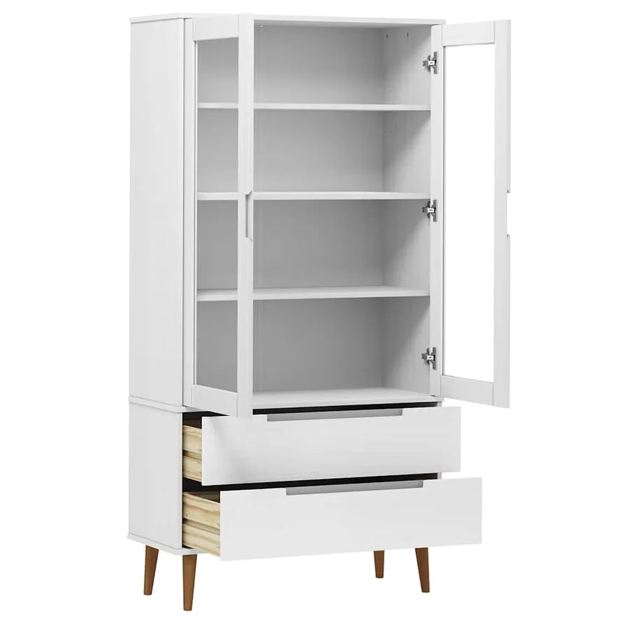 Armoire à vitrine MOLDE Blanc 90x35x175 cm Bois de pin massif - 5