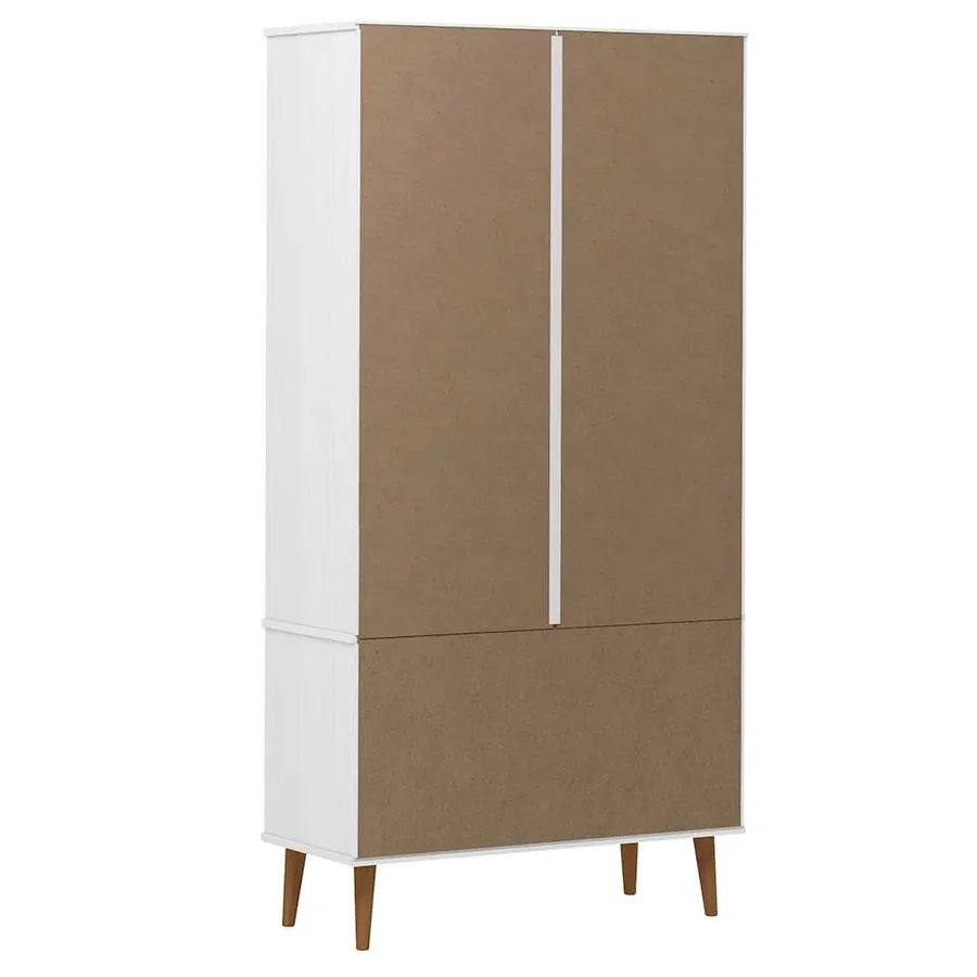 Armoire à vitrine MOLDE Blanc 90x35x175 cm Bois de pin massif - 7