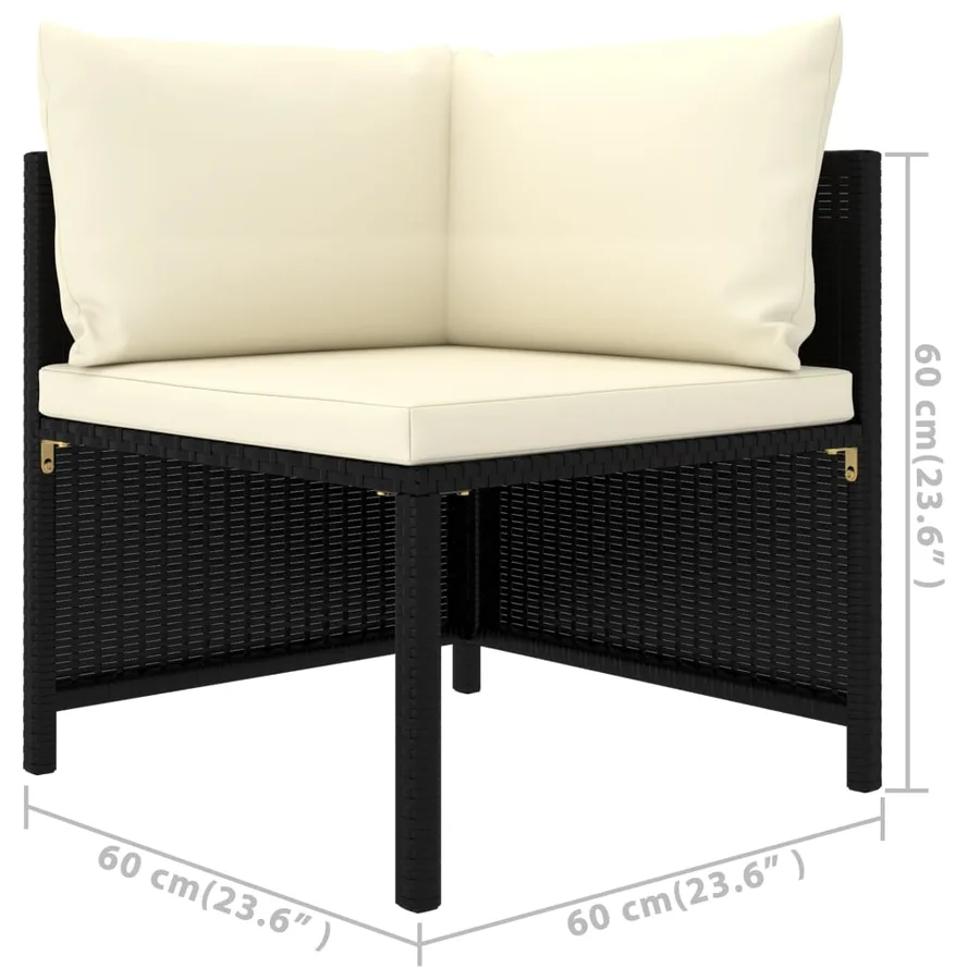 Salon de jardin 6 pcs avec coussins Résine tressée Noir - 11