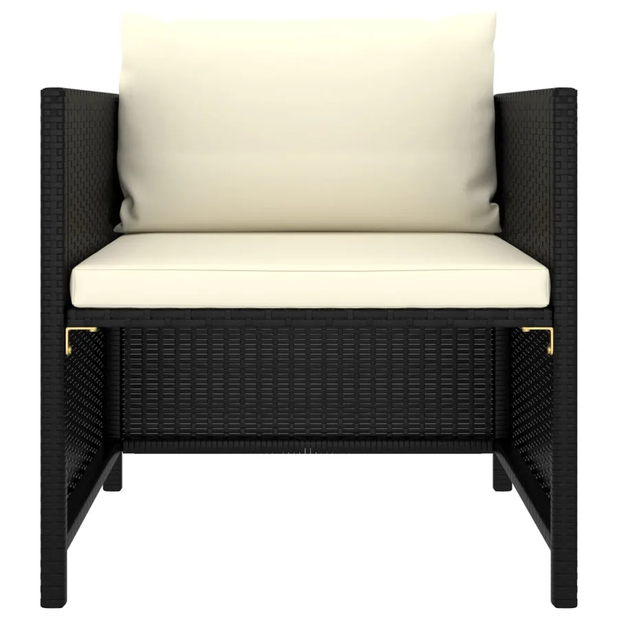 Salon de jardin 6 pcs avec coussins Résine tressée Noir - 17