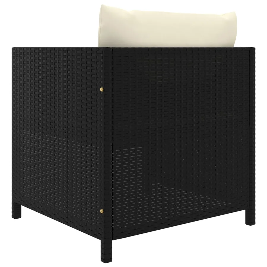 Salon de jardin 6 pcs avec coussins Résine tressée Noir - 18
