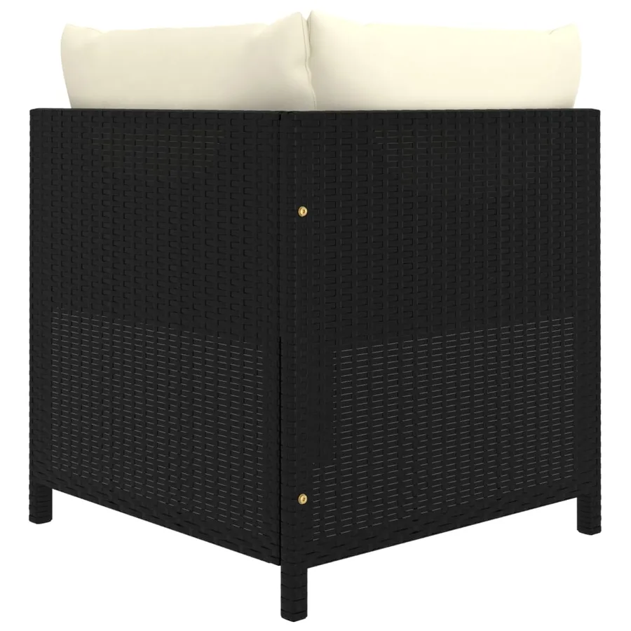 Salon de jardin 6 pcs avec coussins Résine tressée Noir - 4