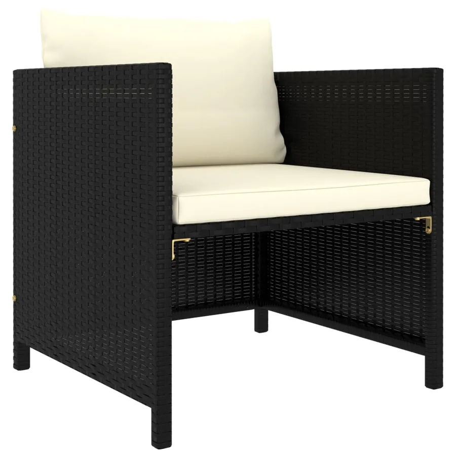 Salon de jardin 6 pcs avec coussins Résine tressée Noir - 7