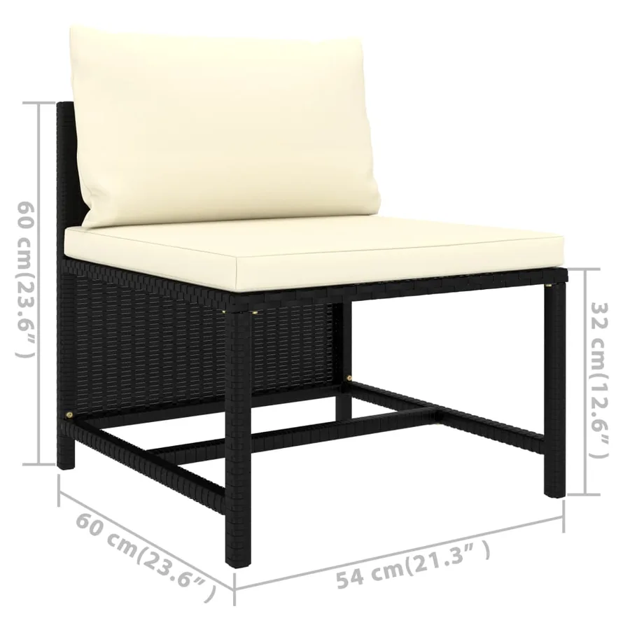 Salon de jardin 6 pcs avec coussins Résine tressée Noir - 9