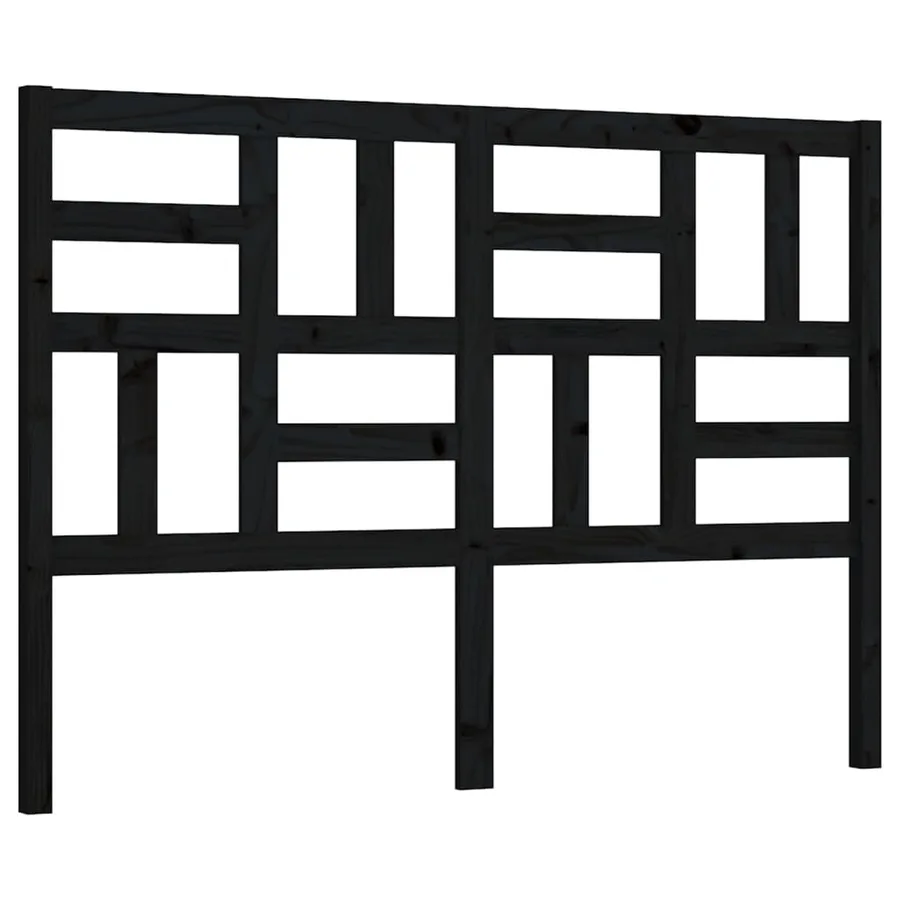 Tête de lit Noir 126x4x104 cm Bois massif de pin - 2