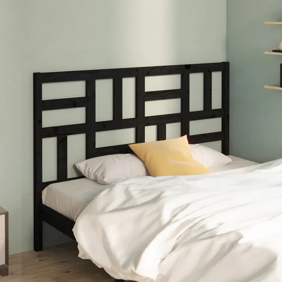 Tête de lit Noir 126x4x104 cm Bois massif de pin - 3
