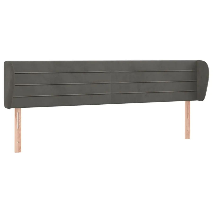 Tête de lit avec oreilles Gris foncé 203x23x78/88 cm Velours - 2