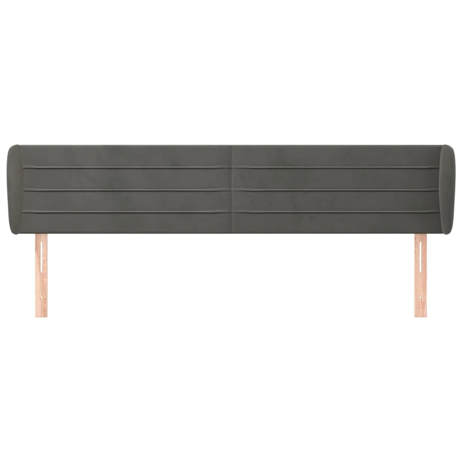 Tête de lit avec oreilles Gris foncé 203x23x78/88 cm Velours - 3