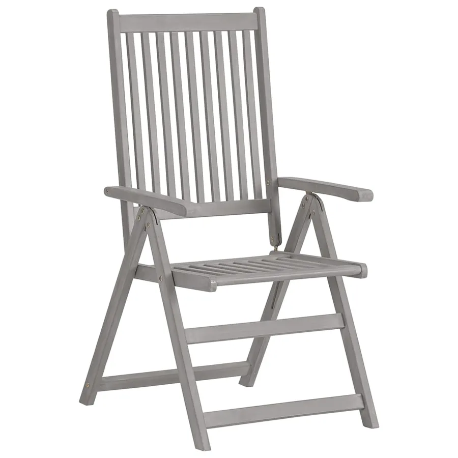 Chaises inclinables de jardin lot de 6 Gris Bois solide acacia - 2