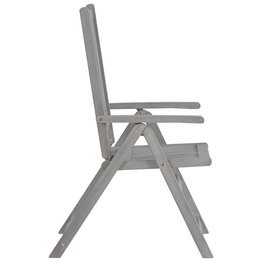 Chaises inclinables de jardin lot de 6 Gris Bois solide acacia - 4