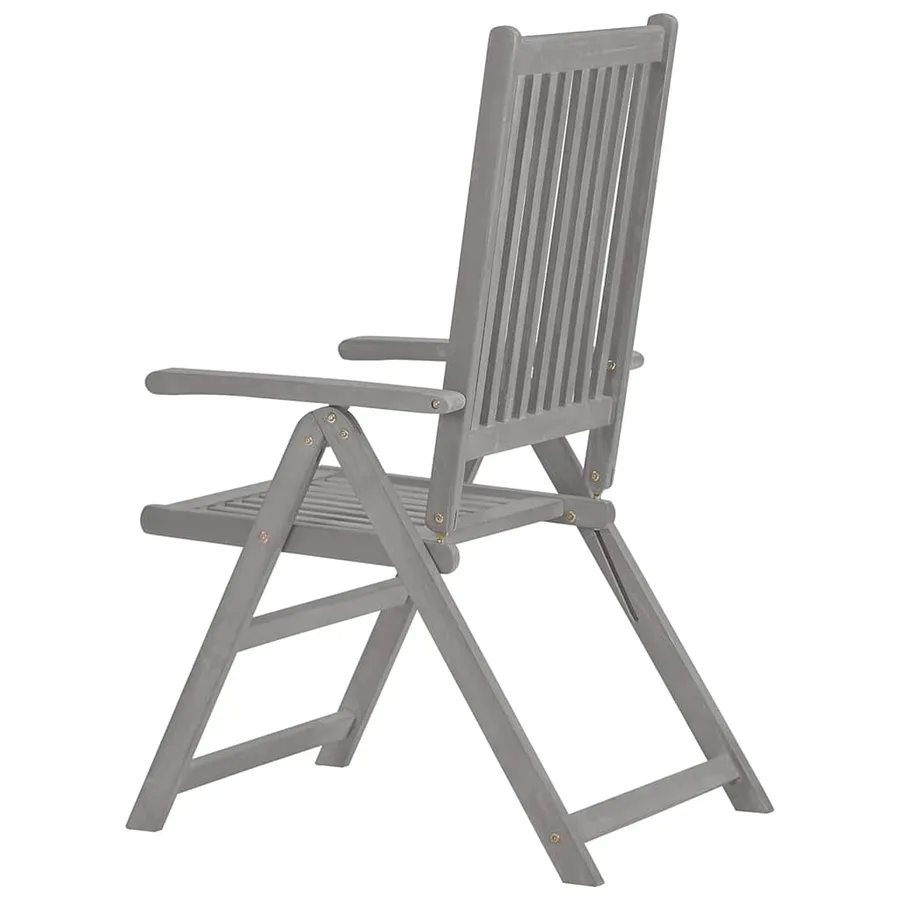 Chaises inclinables de jardin lot de 6 Gris Bois solide acacia - 5