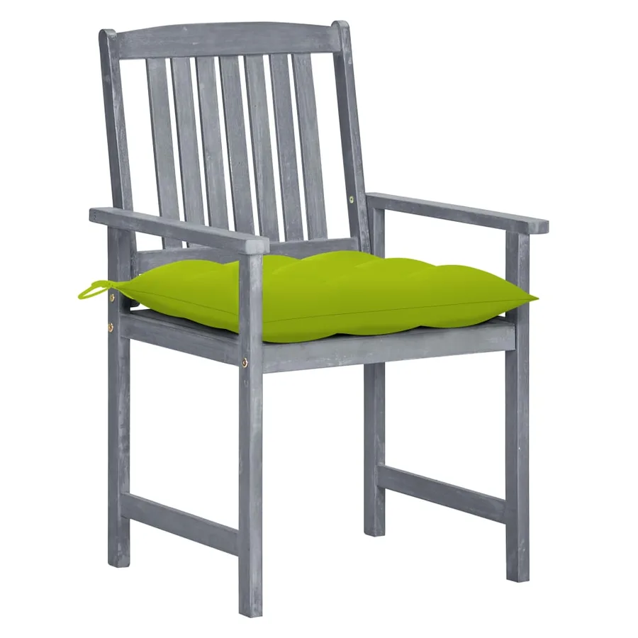 Chaises de jardin et coussins lot de 4 Gris Bois acacia massif - 2