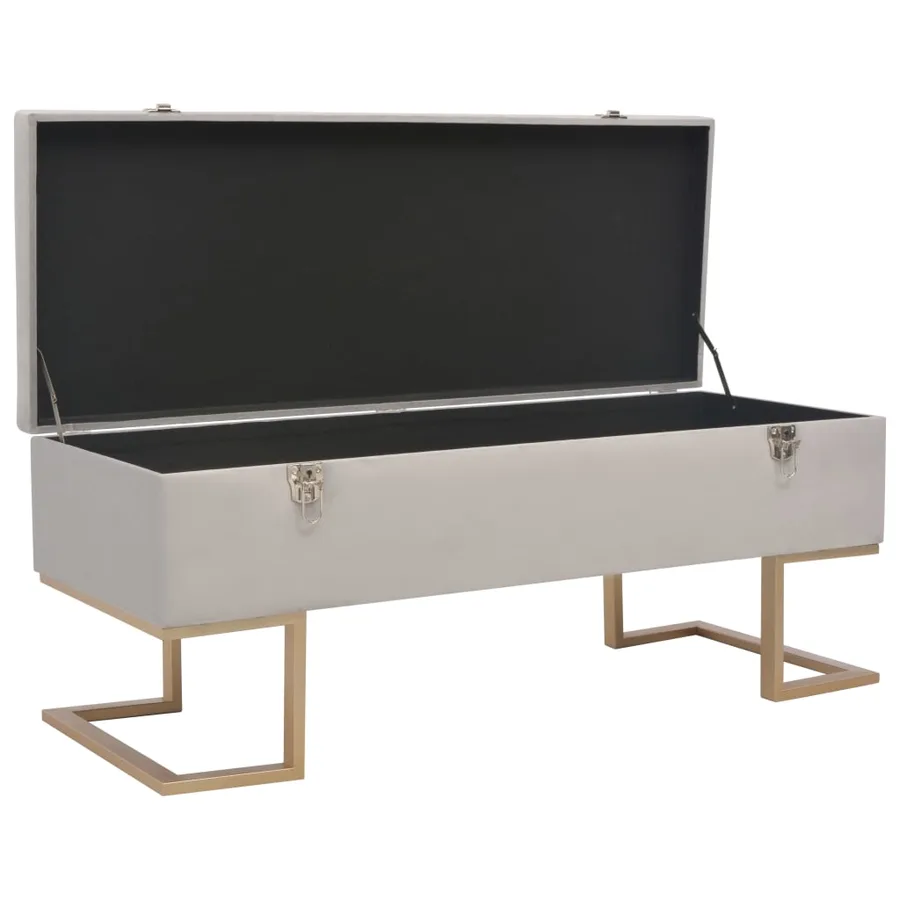 Banc avec compartiment de rangement 105 cm Gris Velours - 2