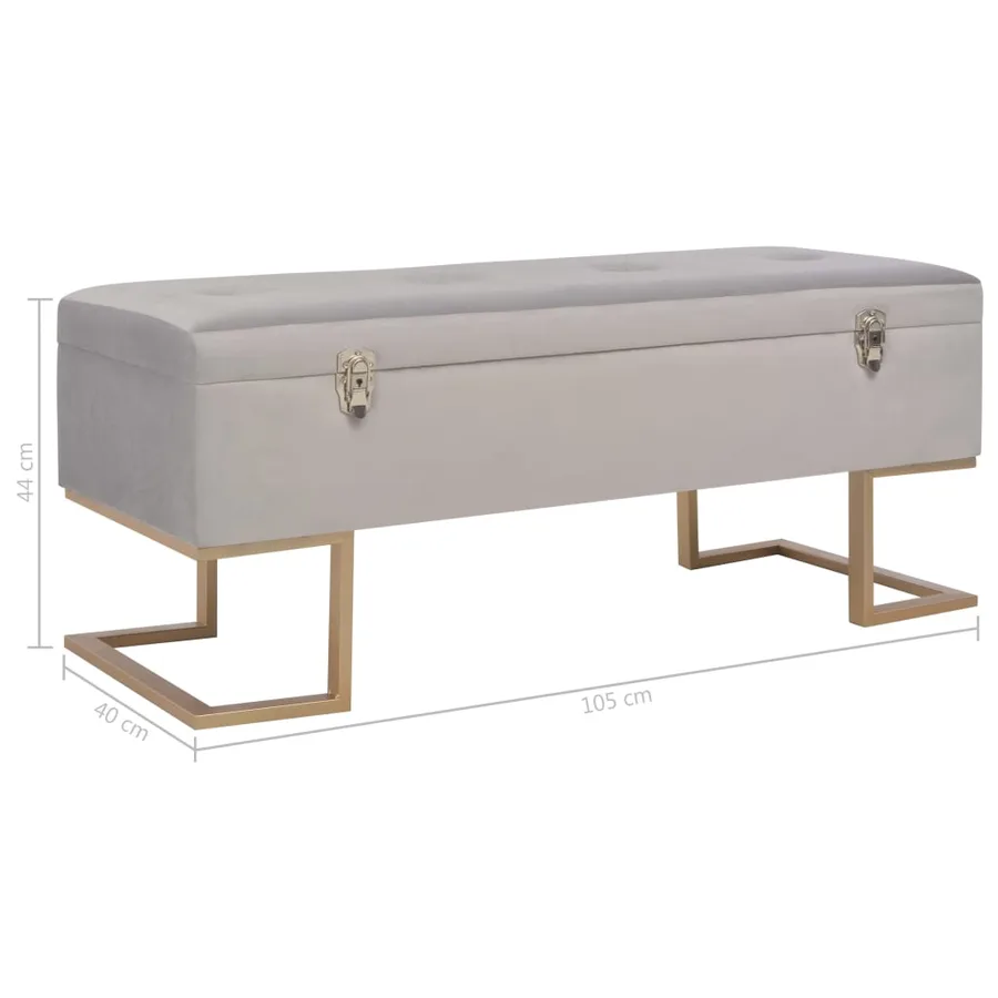 Banc avec compartiment de rangement 105 cm Gris Velours - 7