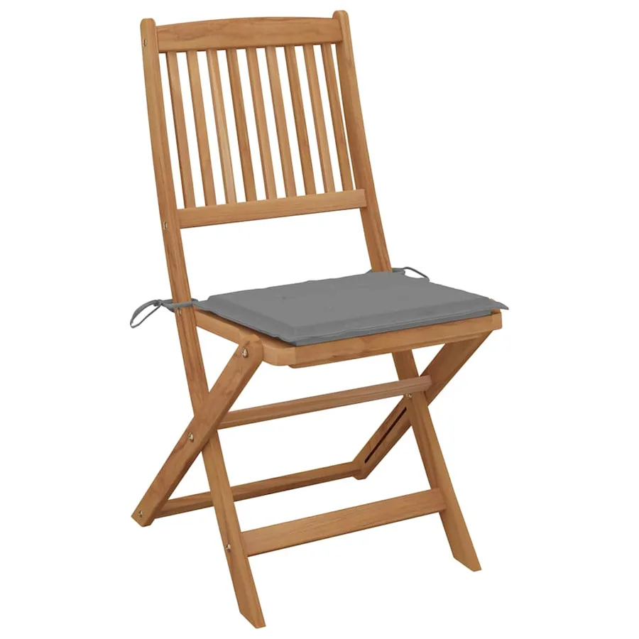 Chaises pliables de jardin lot de 2 avec coussins Bois d'acacia - 2